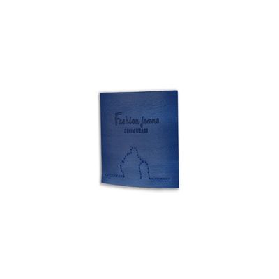 Etiqueta de etiqueta de cuero de jeans azules en relieve para bolsas de chaquetas de ganchillo