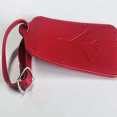 Bolso rojo haciendo accesorios etiqueta de cuero personalizada