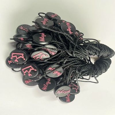 Hecho a medida Nudo elástico negro colgando etiqueta de cuerda de cuerda accesorios personalizados