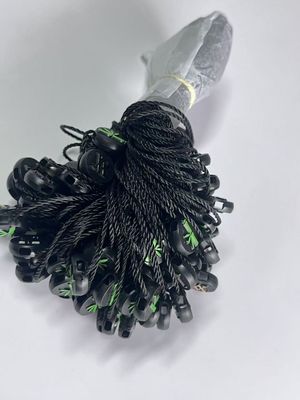 Vestidos colgantes colgantes de plástico Fijaciones de cordón de etiqueta Negro Ligero