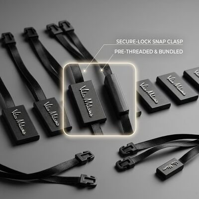 100 Piezas Cuerda para Etiquetas Colgantes Negra Rectangular Lisa Duradera Resistente Adecuada para Accesorios de Ropa, Empaquetado y Etiquetado